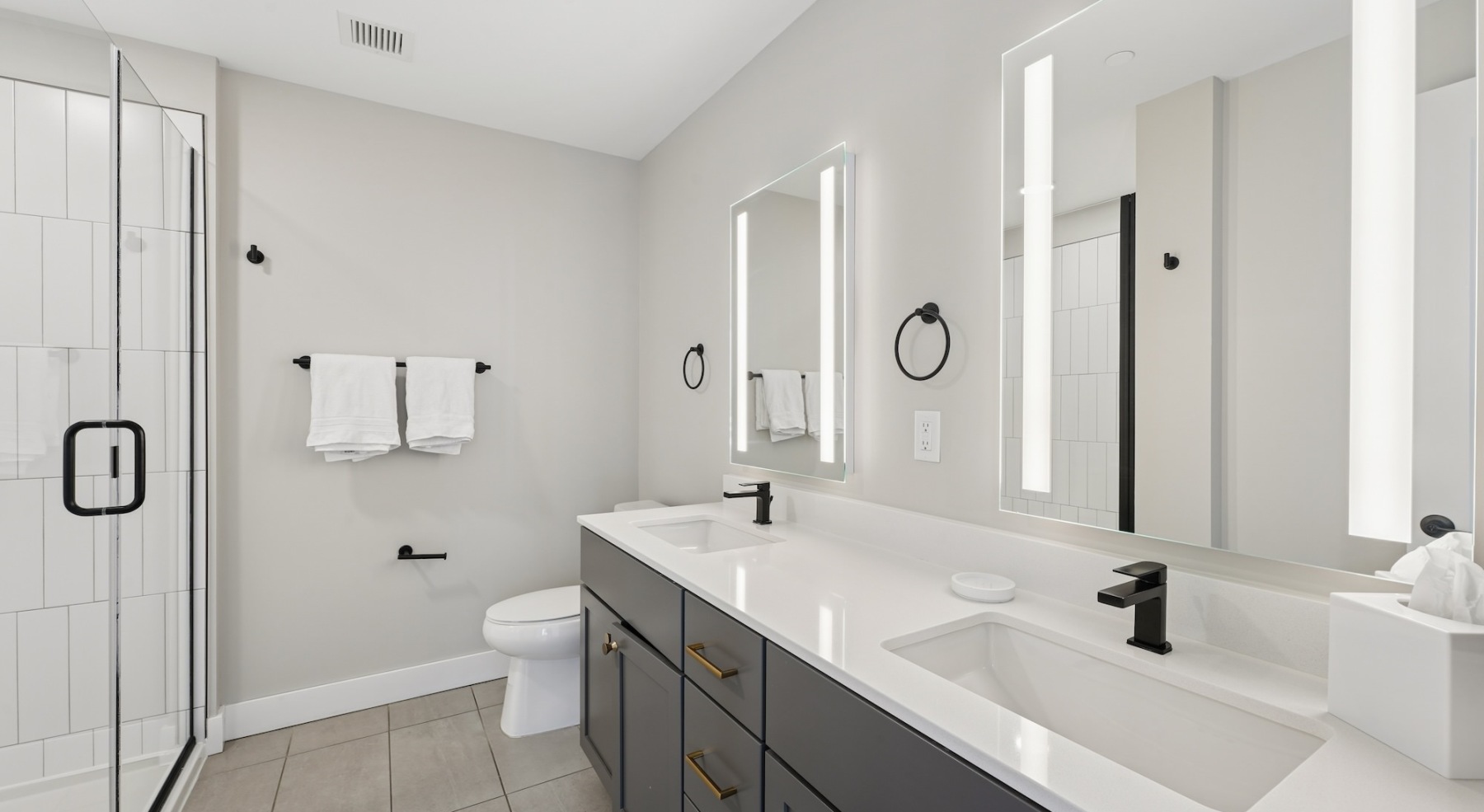 well lit bathroom