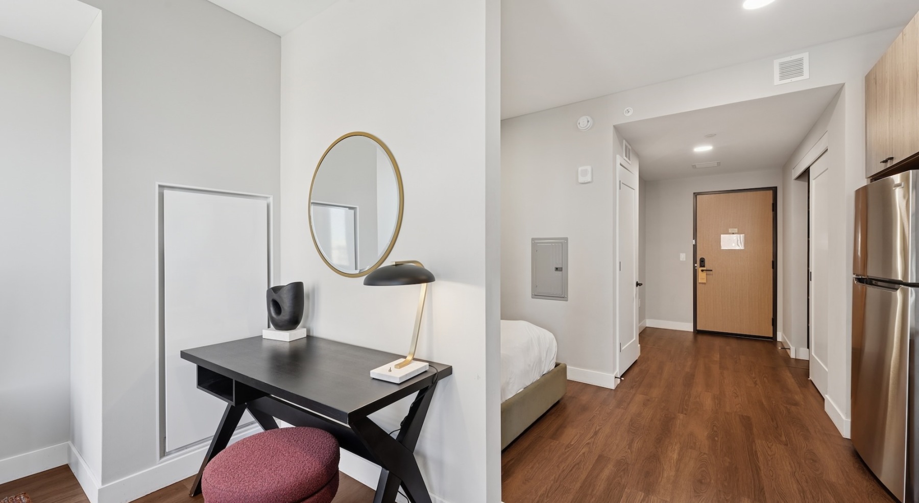 hallway with small table