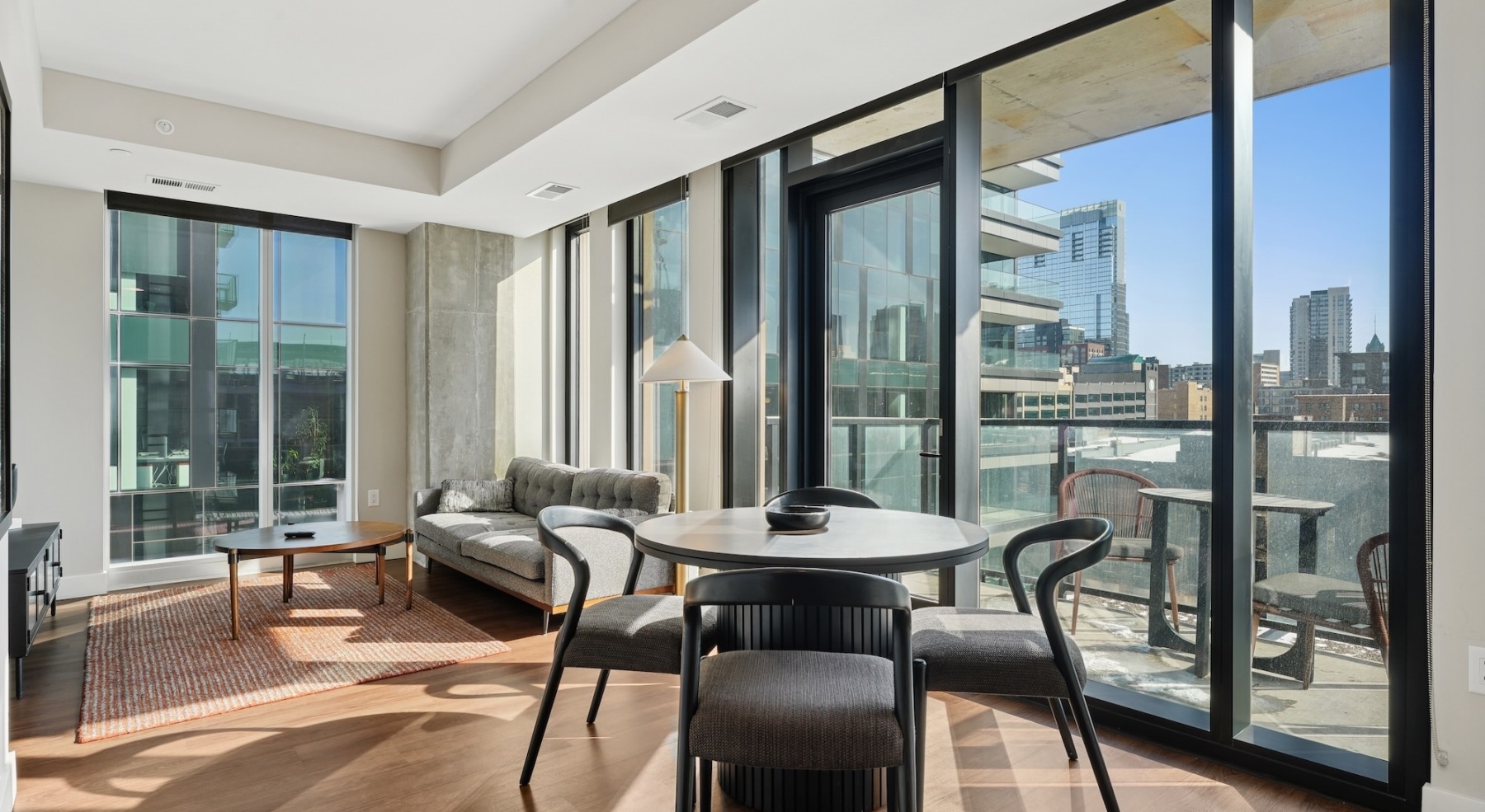 living area with dining table