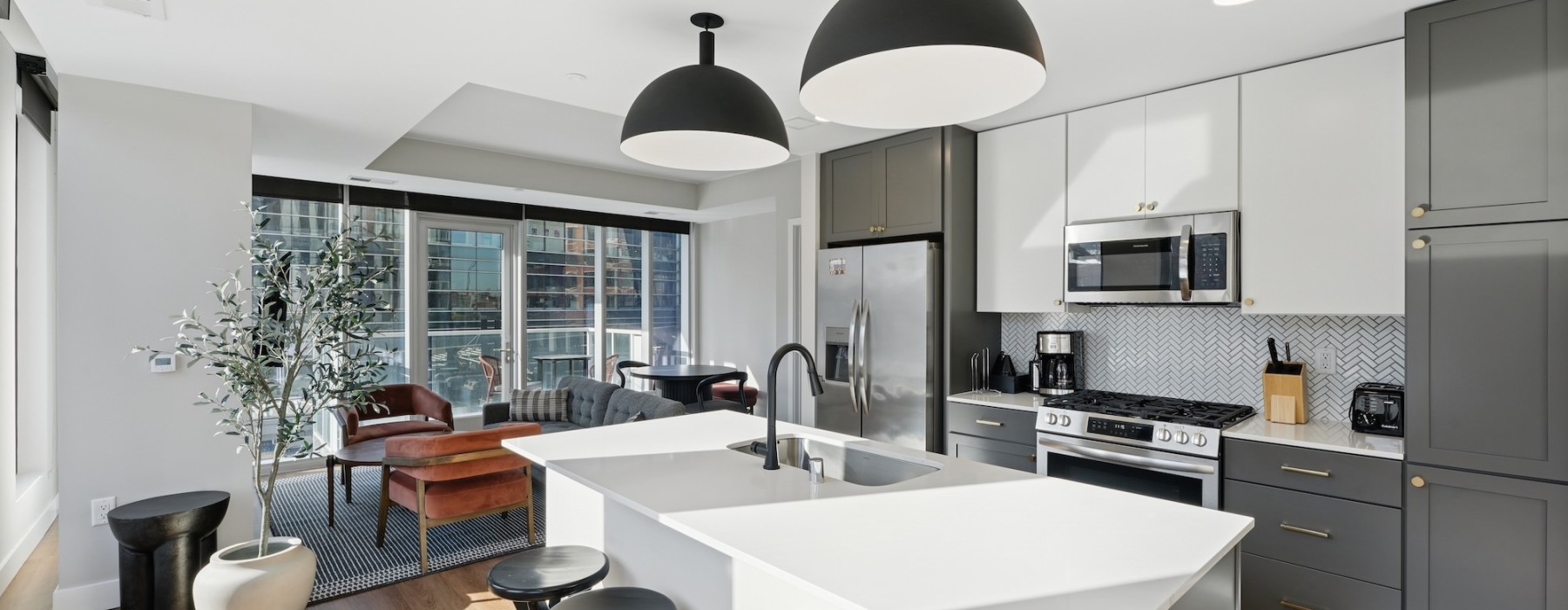 open and well lit kitchen